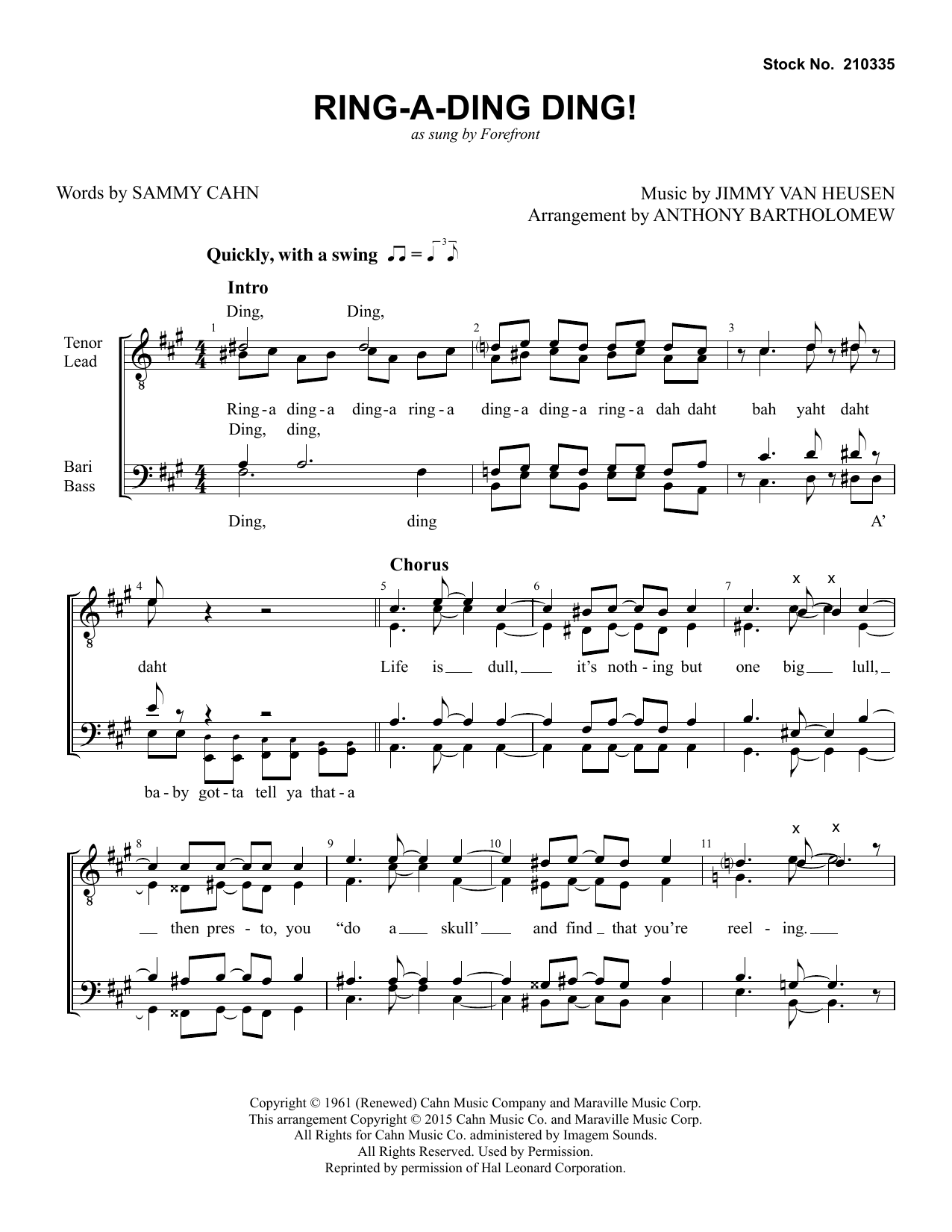 Produktbild zu: Ring-a-Ding Ding (arr. Anthony Bartholomew)
