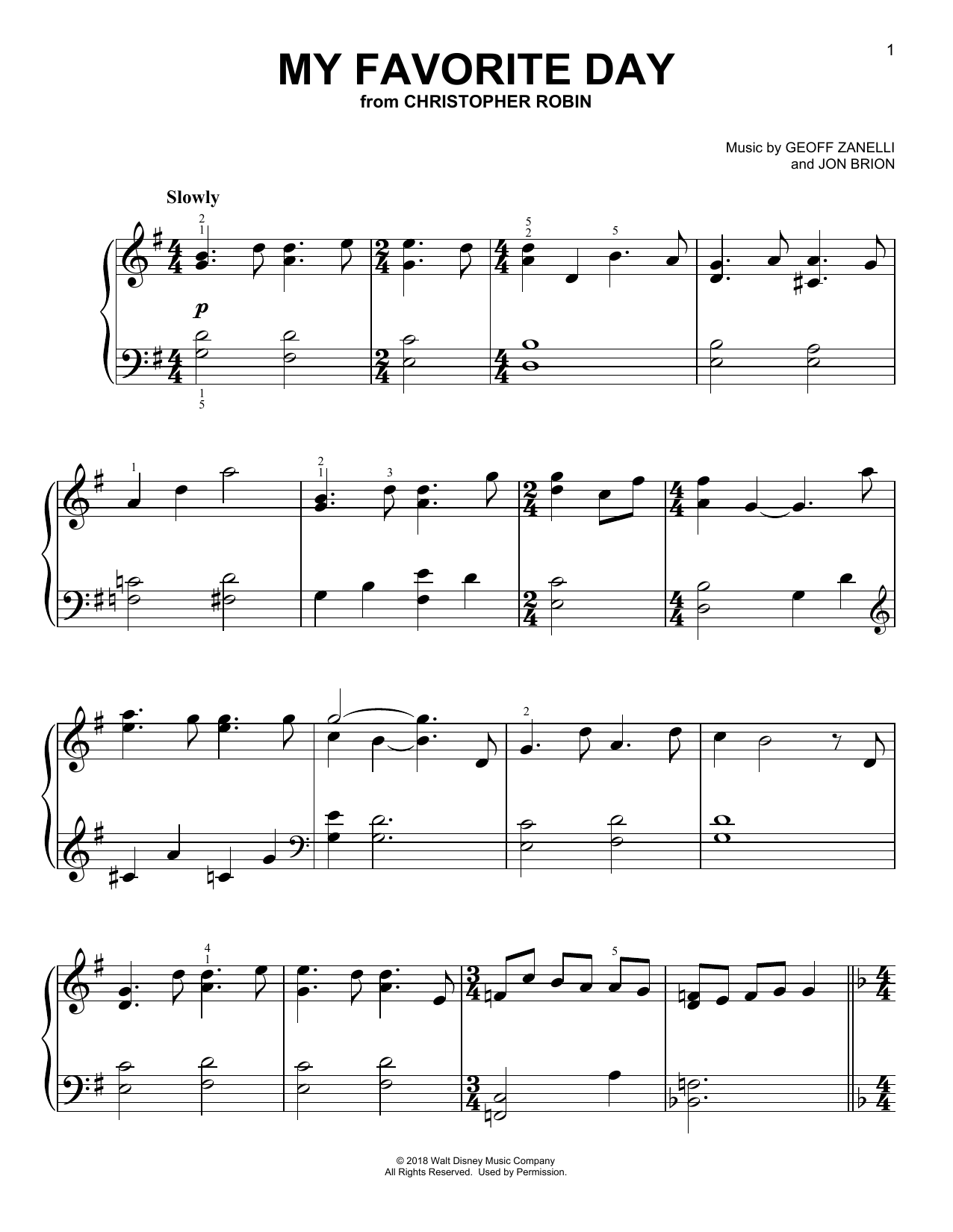 Produktbild zu: My Favorite Day (from Christopher Robin)