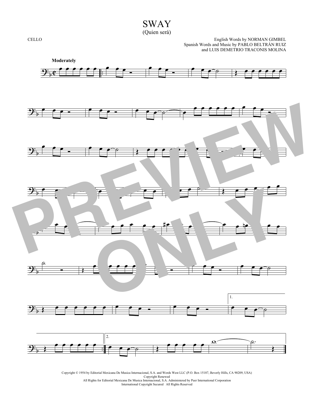 Produktgalerie: Seite 1 von 1 Sway (Quien Sera), Dean Martin, Violoncello