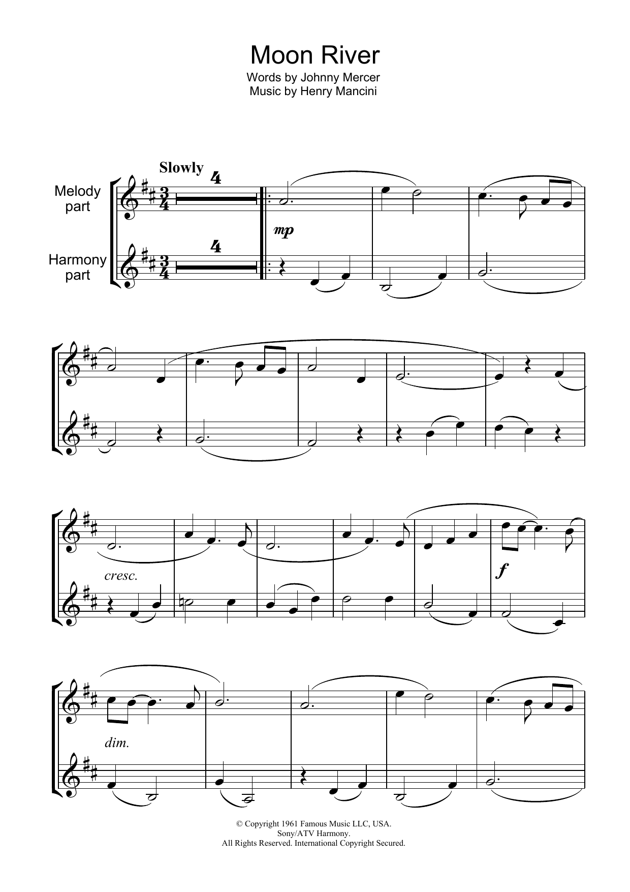 Product gallery: Page 1 of 1 Moon River, Henry Mancini