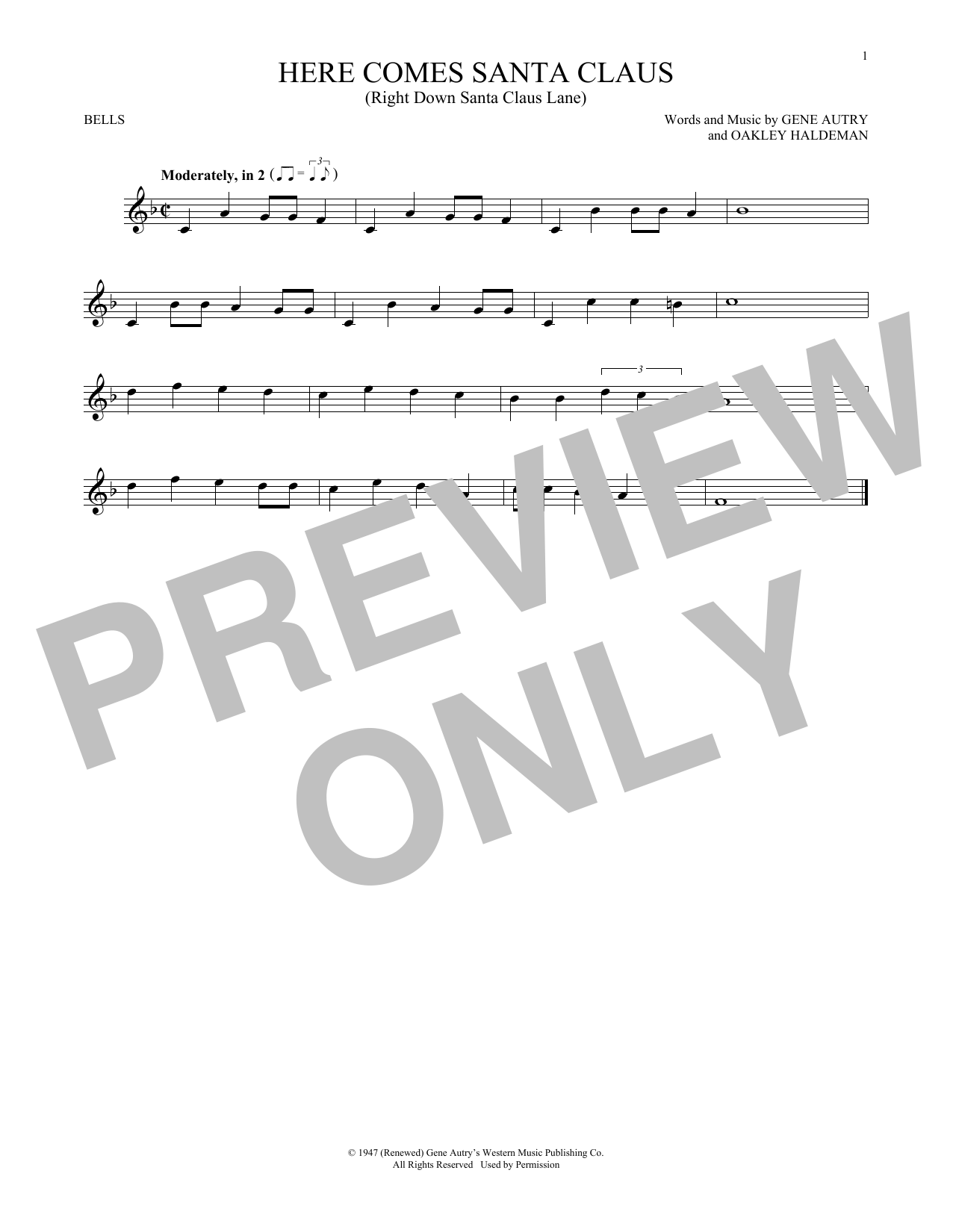 Produktgalerie: Seite 1 von 1 Here Comes Santa Claus (Right Down Santa Claus Lane), Gene Autry, Percussion