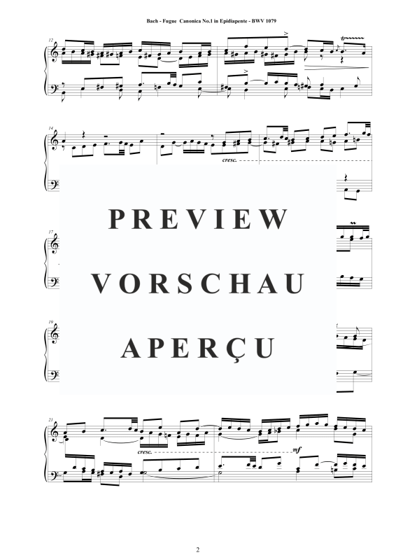 Produktgalerie: Seite 3 von 4 Fuge Canonica No.1 in Epidiapente BWV 1079 - Piano Version, , Klavier Solo