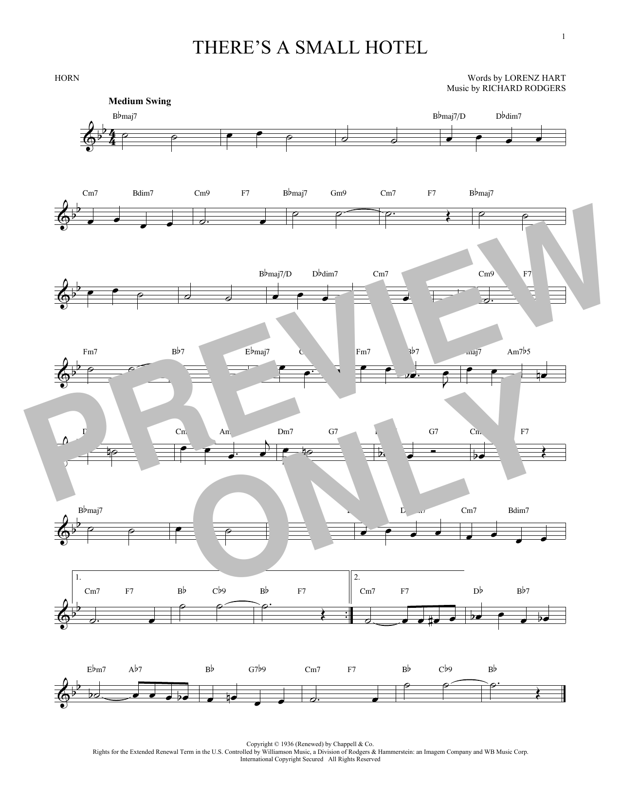 Produktgalerie: Seite 1 von 1 There's A Small Hotel, Rodgers & Hart, Horn