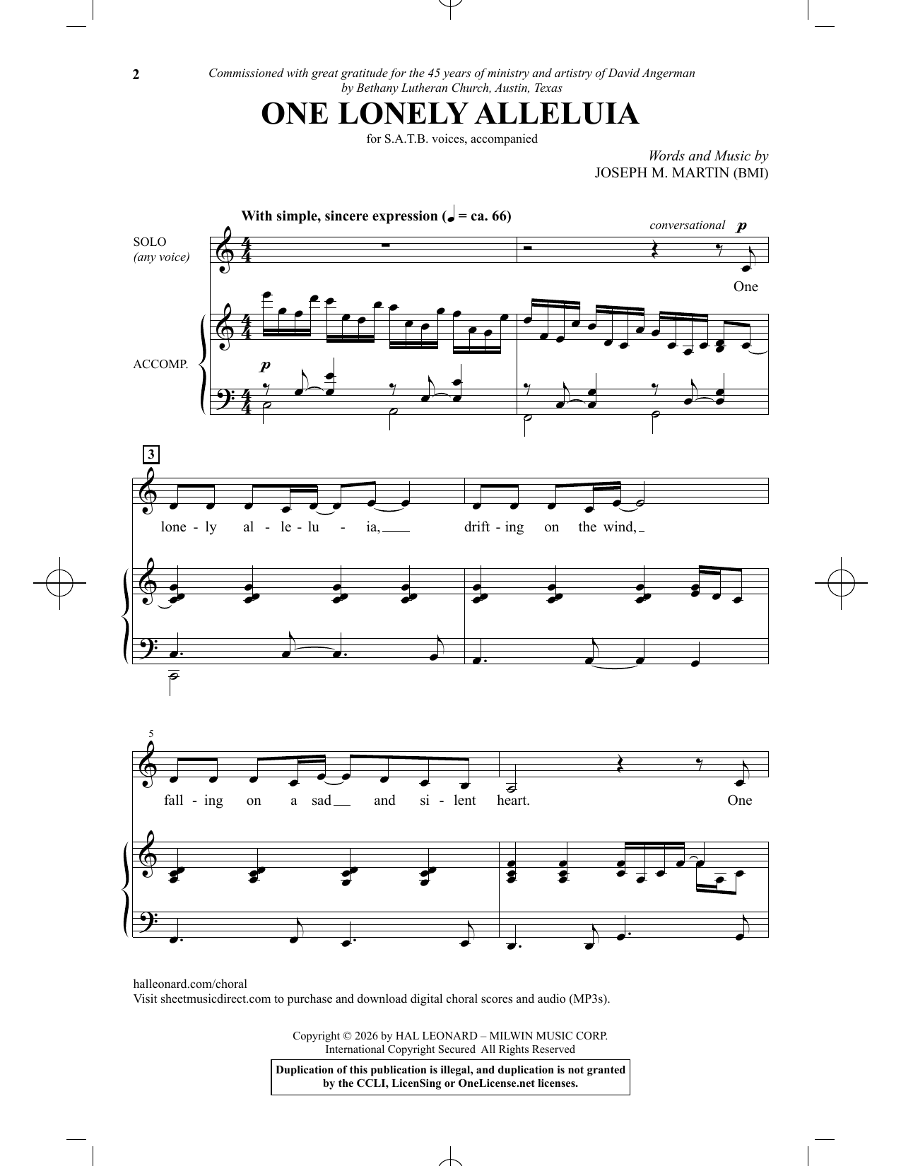 Produktgalerie: Seite 1 von 1 One Lonely Alleluia, Joseph M. Martin, Chor