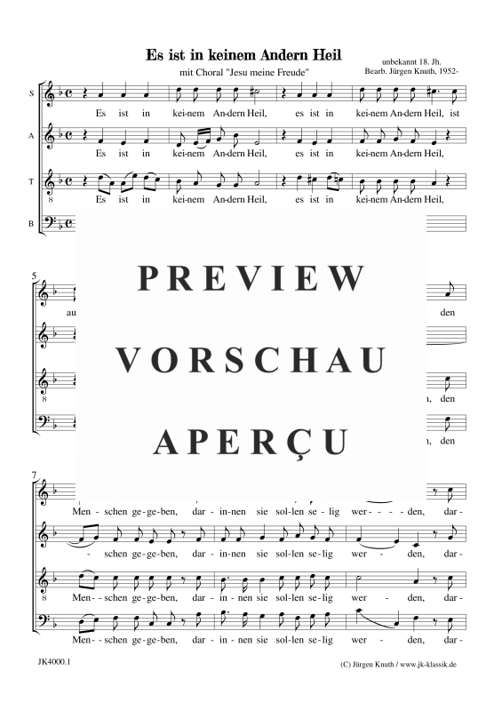 Es ist in keinem Andern Heil (mit Choral Jesu meine Freude)