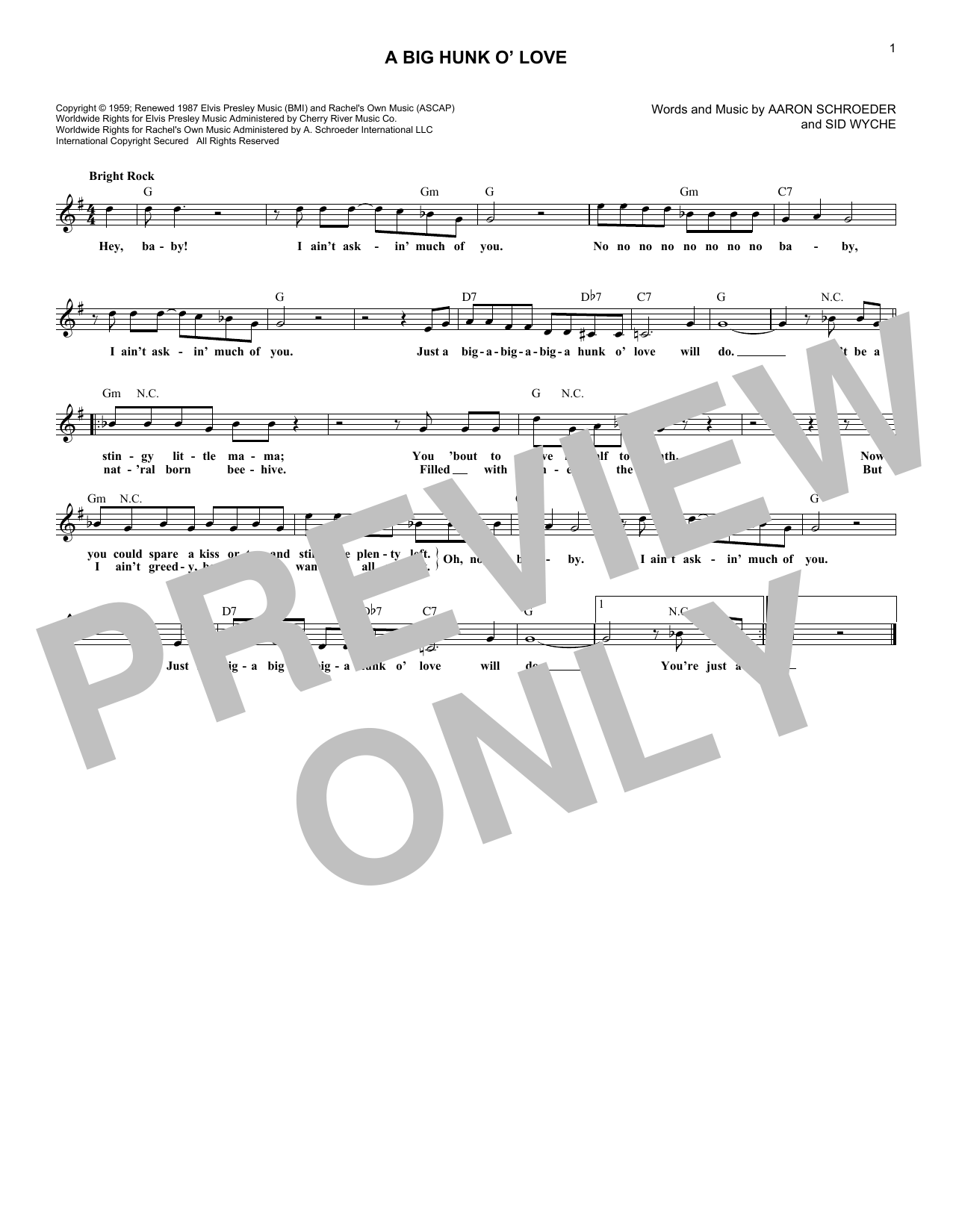 Produktgalerie: Seite 1 von 1 A Big Hunk O' Love, Elvis Presley, Melodieinstrument