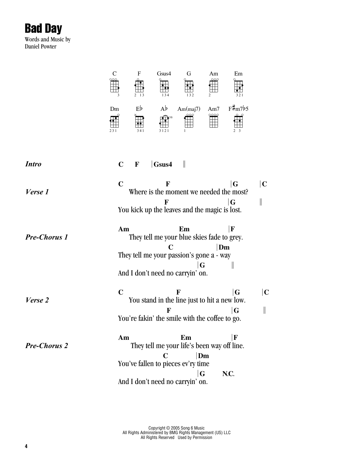 Product gallery: Page 1 of 1 Bad Day, Daniel Powter