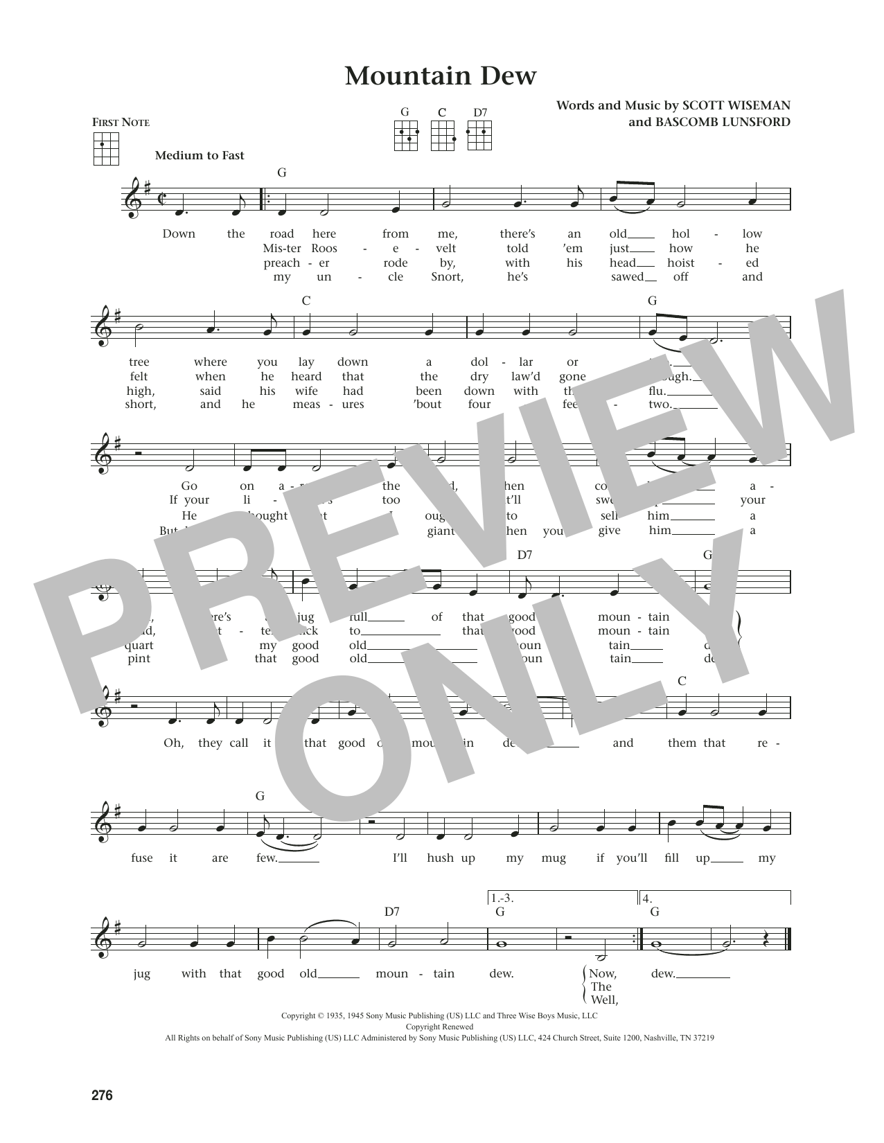 Produktgalerie: Seite 1 von 1 Mountain Dew (from The Daily Ukulele) (arr. Jim Beloff), Scott Wiseman, Ukulele