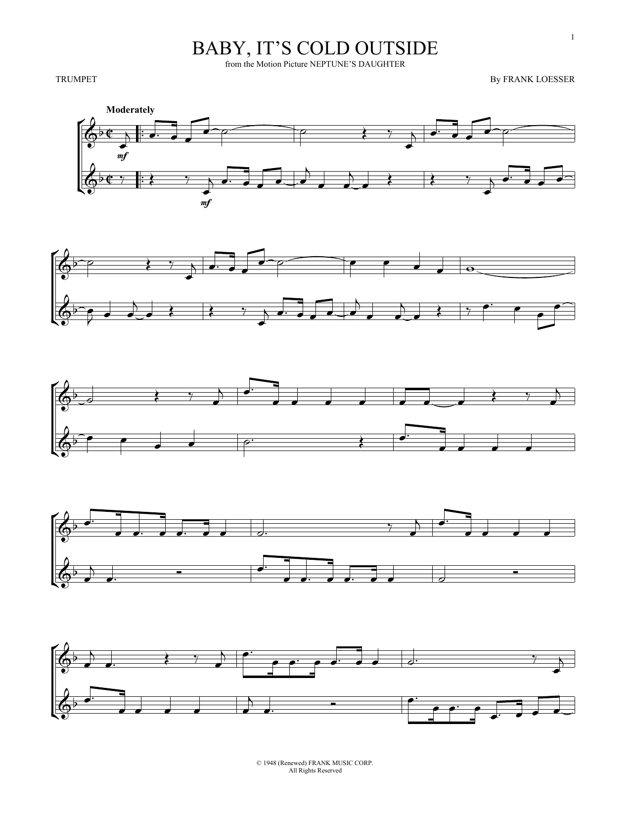 Produktgalerie: Seite 1 von 1 Baby, It's Cold Outside, Frank Loesser, Trompete