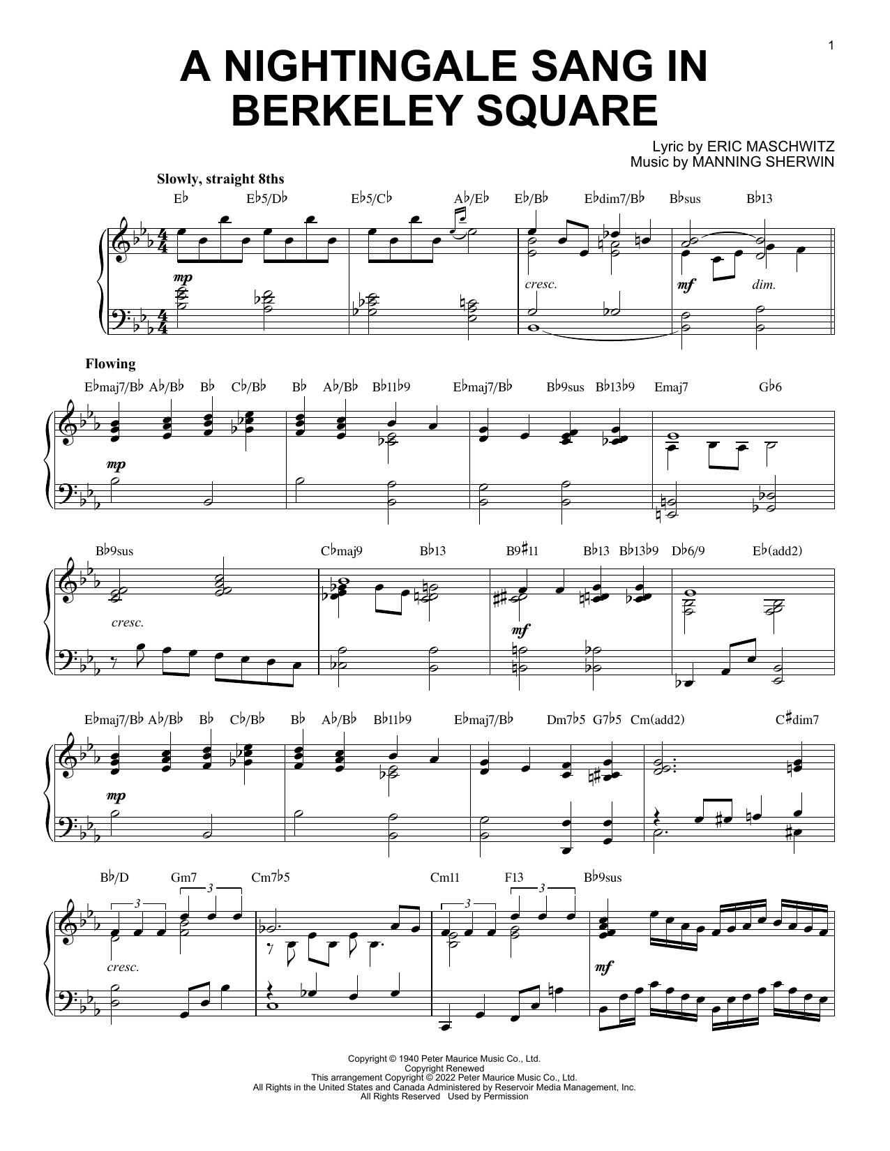 Product picture to: A Nightingale Sang In Berkeley Square [Jazz version] (arr. Brent Edstrom)