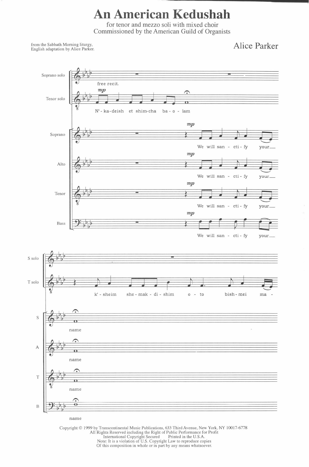 Produktgalerie: Seite 1 von 1 An American Kedushah, Alice Parker, Chor