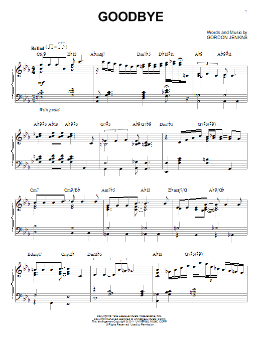 Product gallery: Page 1 of 1 Goodbye [Jazz version] (arr. Brent Edstrom), Bill Evans