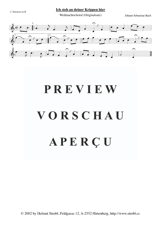 gallery: Ich steh an deiner Krippen hier, , Saxophonquintett AATTB