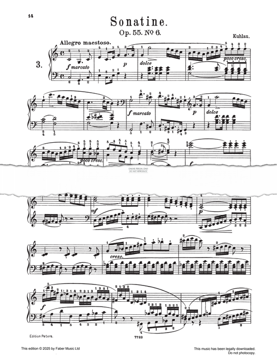 Produktgalerie: Seite 1 von 1 Sonatina in C major Op. 55 No. 6, Friedrich Kuhlau, Klavier
