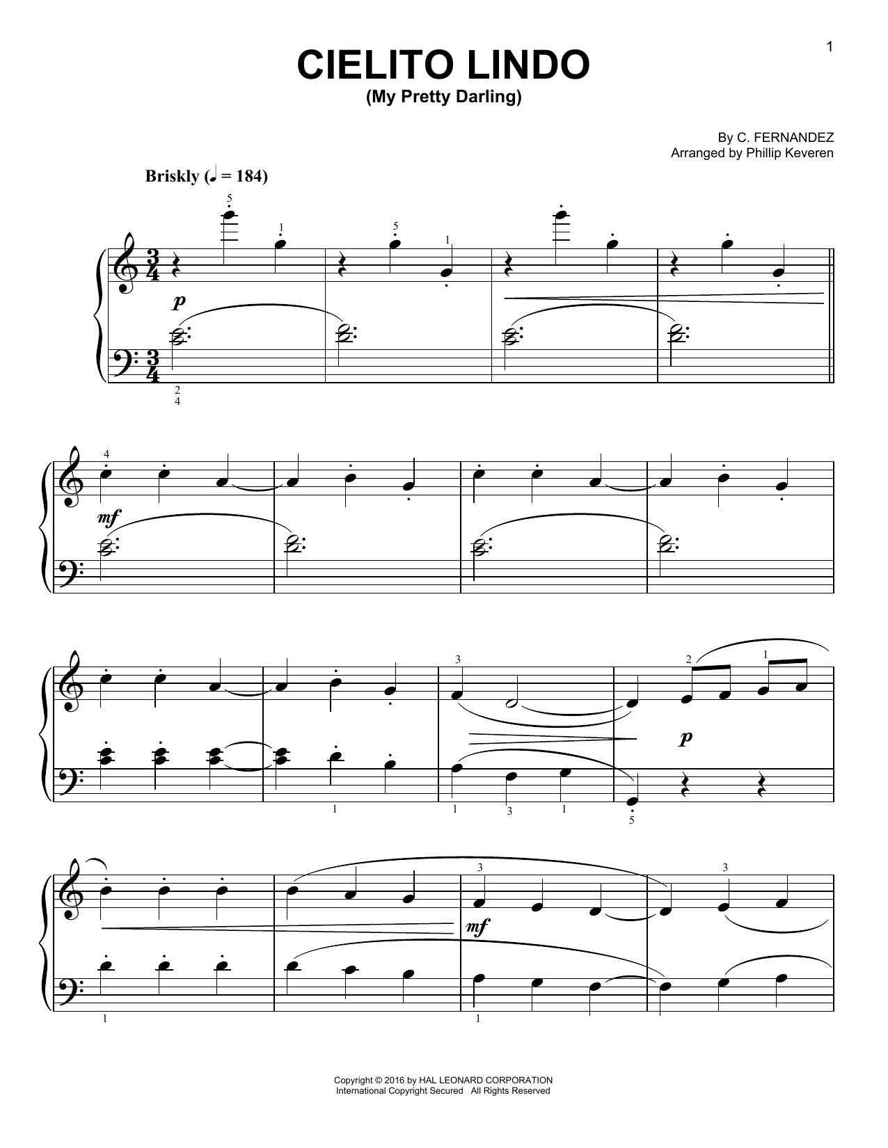 Product picture to: Cielito Lindo (My Pretty Darling) [Classical version] (arr. Phillip Keveren)