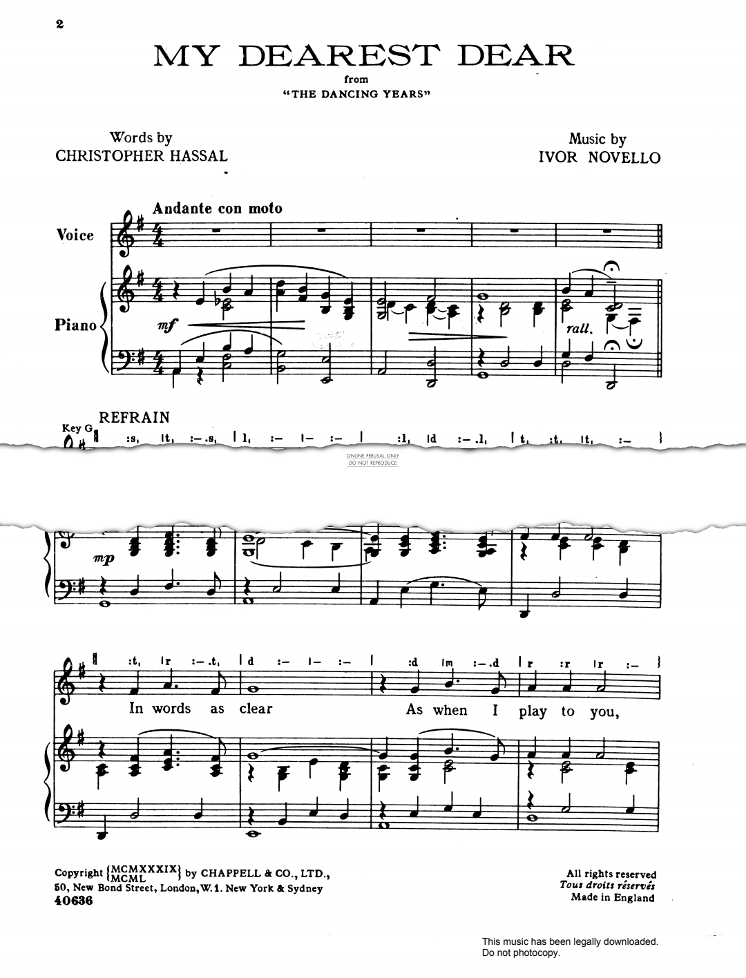 gallery: My Dearest Dear (from 'The Dancing Years'), Ivor Novello