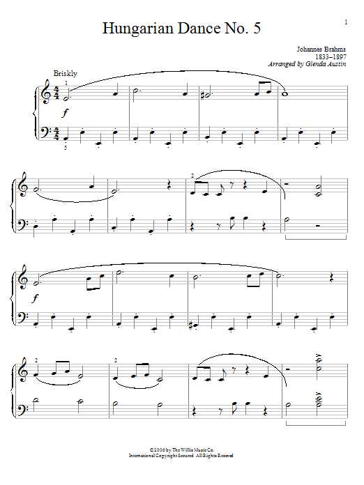 Produktgalerie: Seite 1 von 1 Hungarian Dance No. 5, Johannes Brahms, Klavier