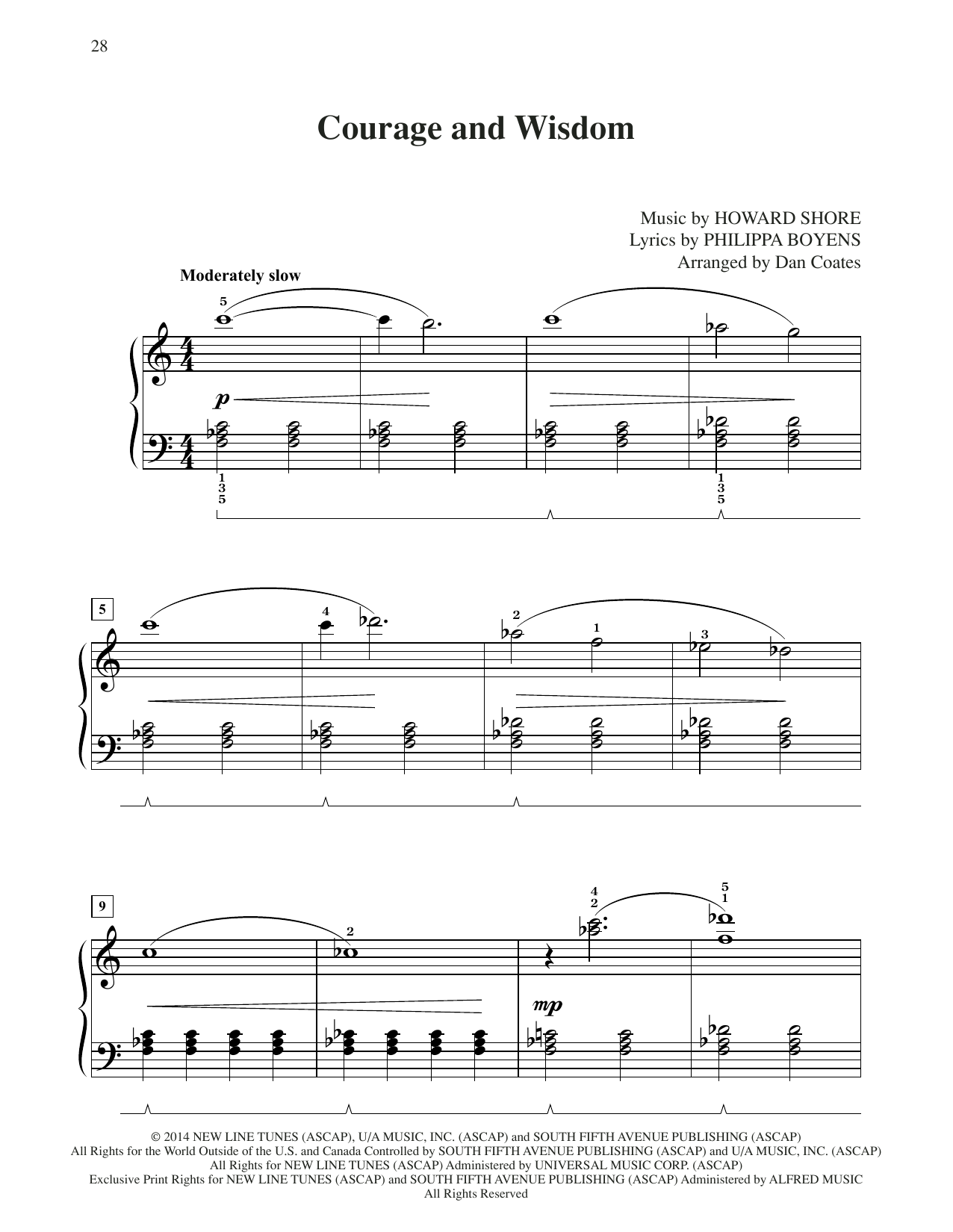 Product picture to: Courage And Wisdom (from The Hobbit: The Battle of the Five Armies) (arr. Dan Coates)