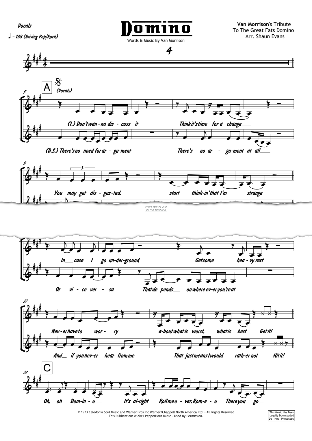 Domino Noten von Van Morrison fbd 11870 notendownload
