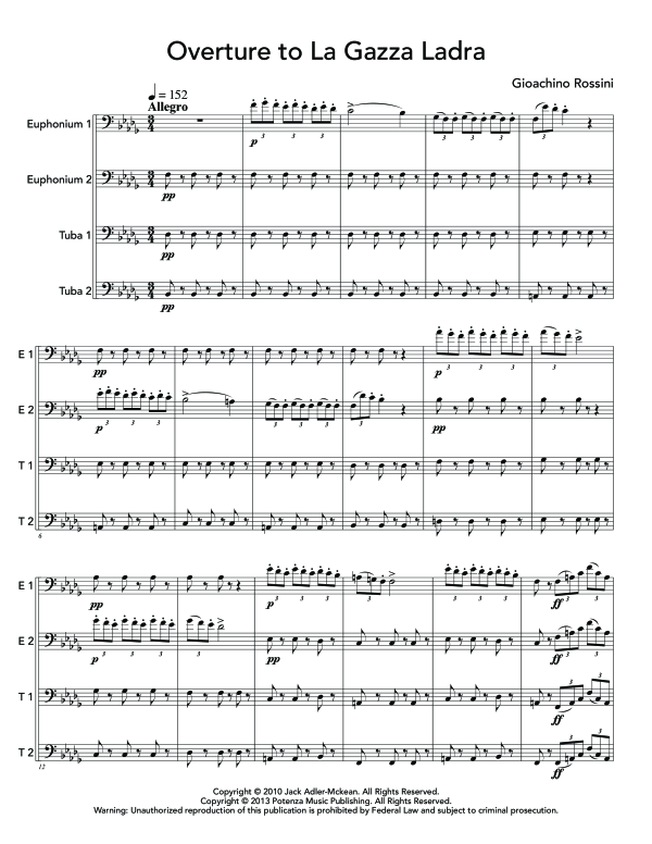 Product gallery: Page 1 of 11 Overture to La Gazza Ladra, , (Tuba Quartett EETT)