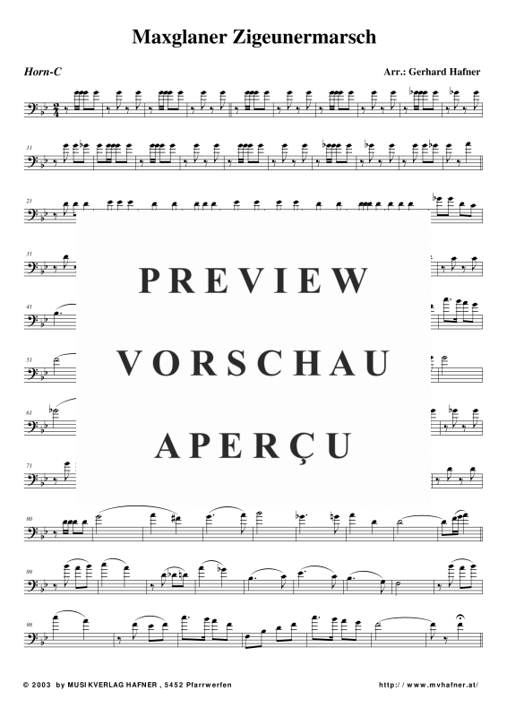 Produktgalerie: Seite 9 von 11 Maxglaner Zigeunermarsch, , (Blechbläser Quintett)
