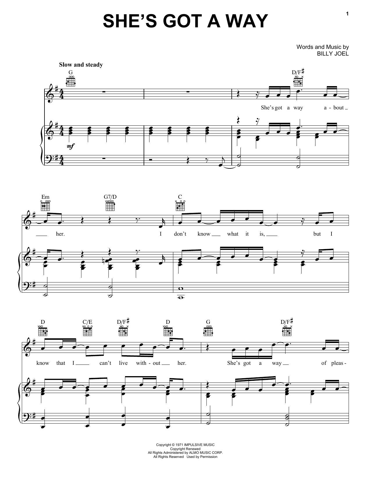 Produktgalerie: Seite 1 von 1 She's Got A Way, Billy Joel, Gesang, Gitarre, Klavier