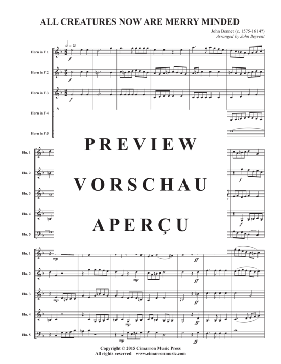 Produktgalerie: Seite 3 von 10 All Creatures Now Are Merry Minded , , (Horn Quintett)