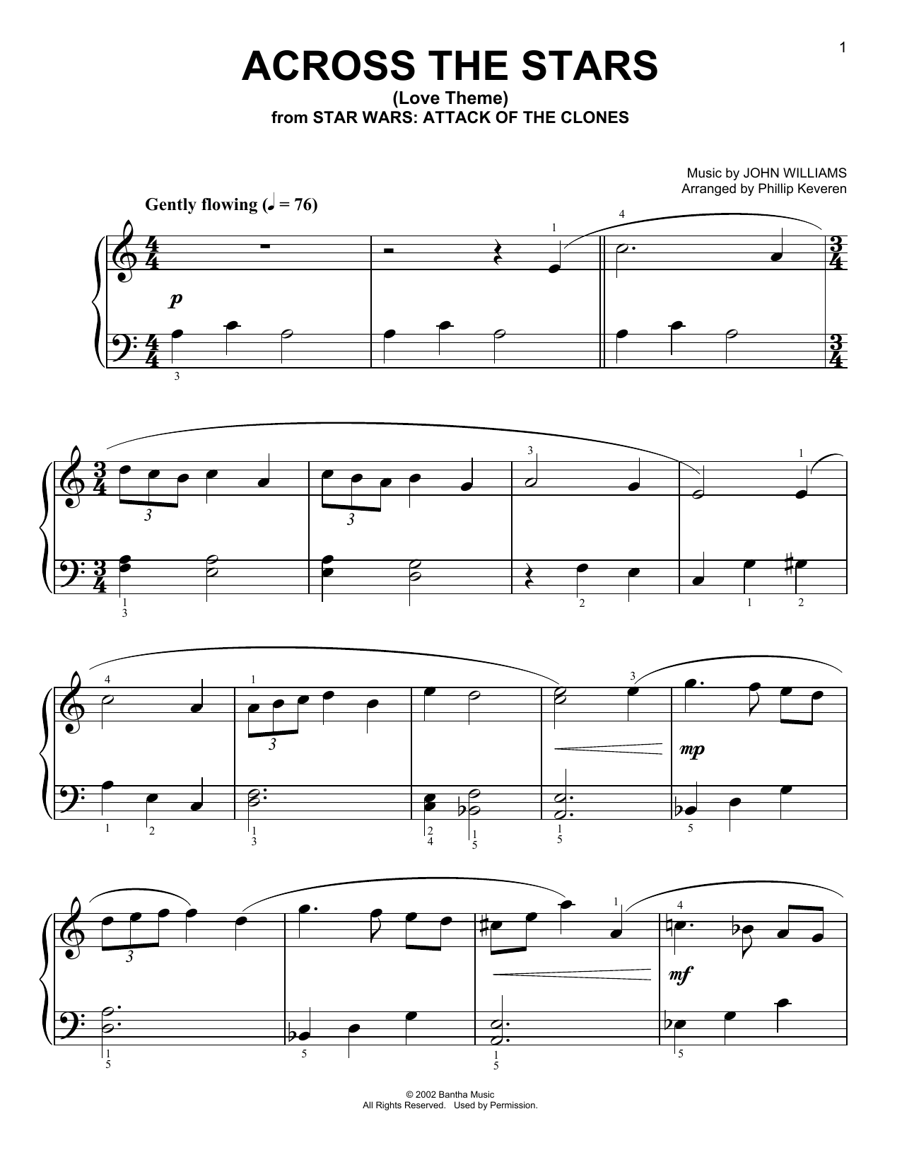 Product picture to: Across The Stars (from Star Wars: Attack of the Clones) (arr. Phillip Keveren)