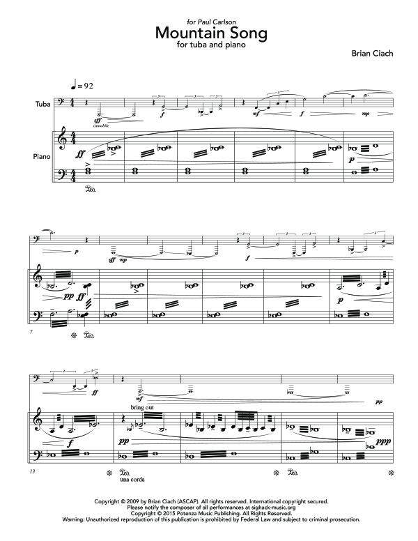 Product gallery: Page 1 of 11 Mountain Song, , (tuba and piano)