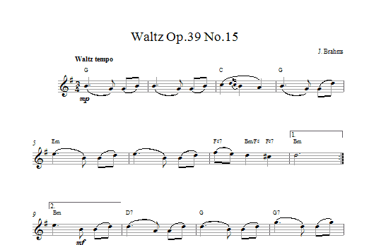 Produktgalerie: Seite 1 von 1 Waltz Op. 39, No. 15, Johannes Brahms, Melodieinstrument