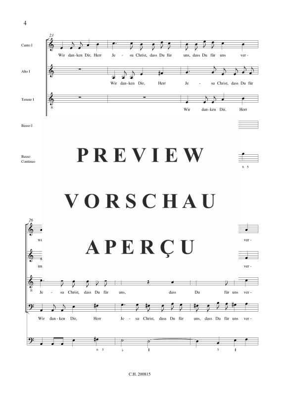 gallery: Wir danken Dir, Herr Jesu Christ, , (Gemischtes Ensemble Doppelchor, Streicher und BC)