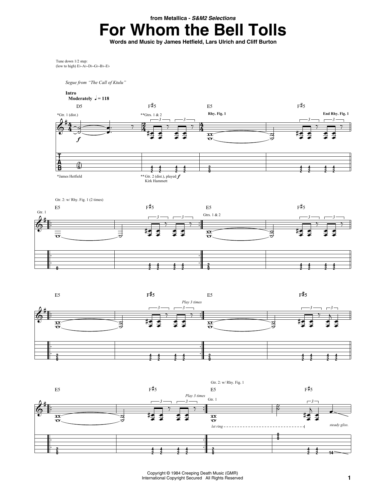 Produktgalerie: Seite 1 von 1 For Whom The Bell Tolls, Metallica, Gitarre
