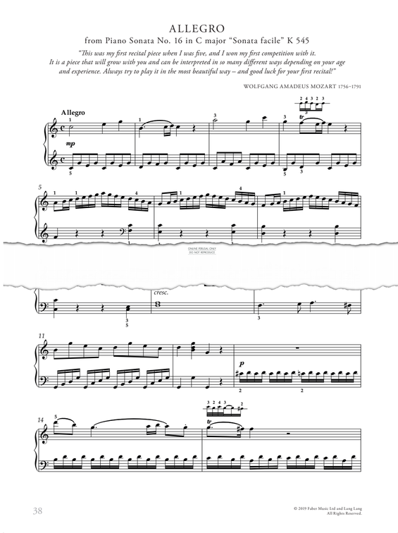 Product picture to: Allegro (First movement from 'Sonata in C major, K545')