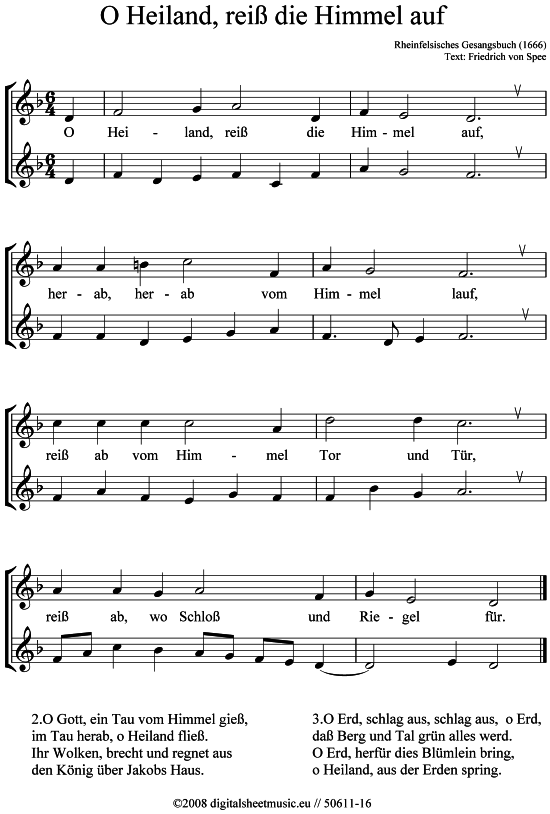 Produktbild zu: O Heiland, reiß die Himmel auf Weihnachtslied (sehr einfach)