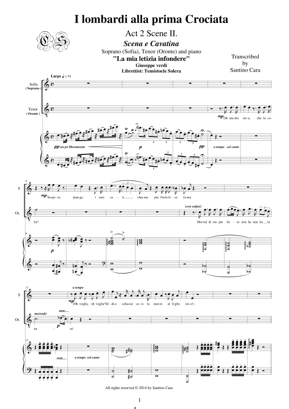 Produktbild zu: I Lombardi - (Act 2-II) 'La mia letizia infondere'Giuseppe Verdi