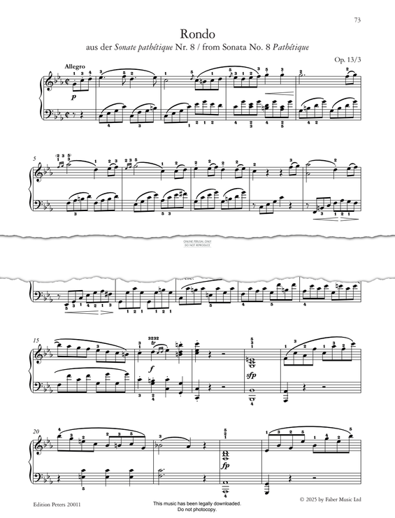 Produktgalerie: Seite 1 von 1 Rondo (3rd movt from Sonata No. 8 Pathétique, Op. 13), Ludwig van Beethoven, Klavier