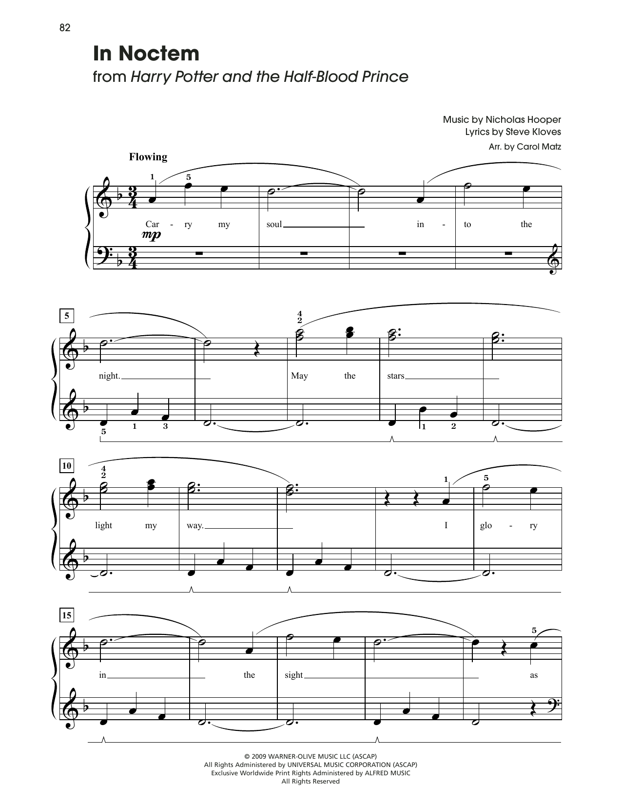 Product picture to: In Noctem (from Harry Potter And The Half-Blood Prince) (arr. Carol Matz)