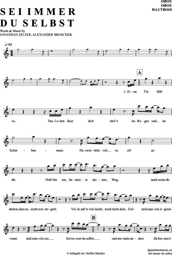 Produktgalerie: Seite 1 von 4 Sei Immer Du Selbst , Zelter, Jonathan, (Oboe)