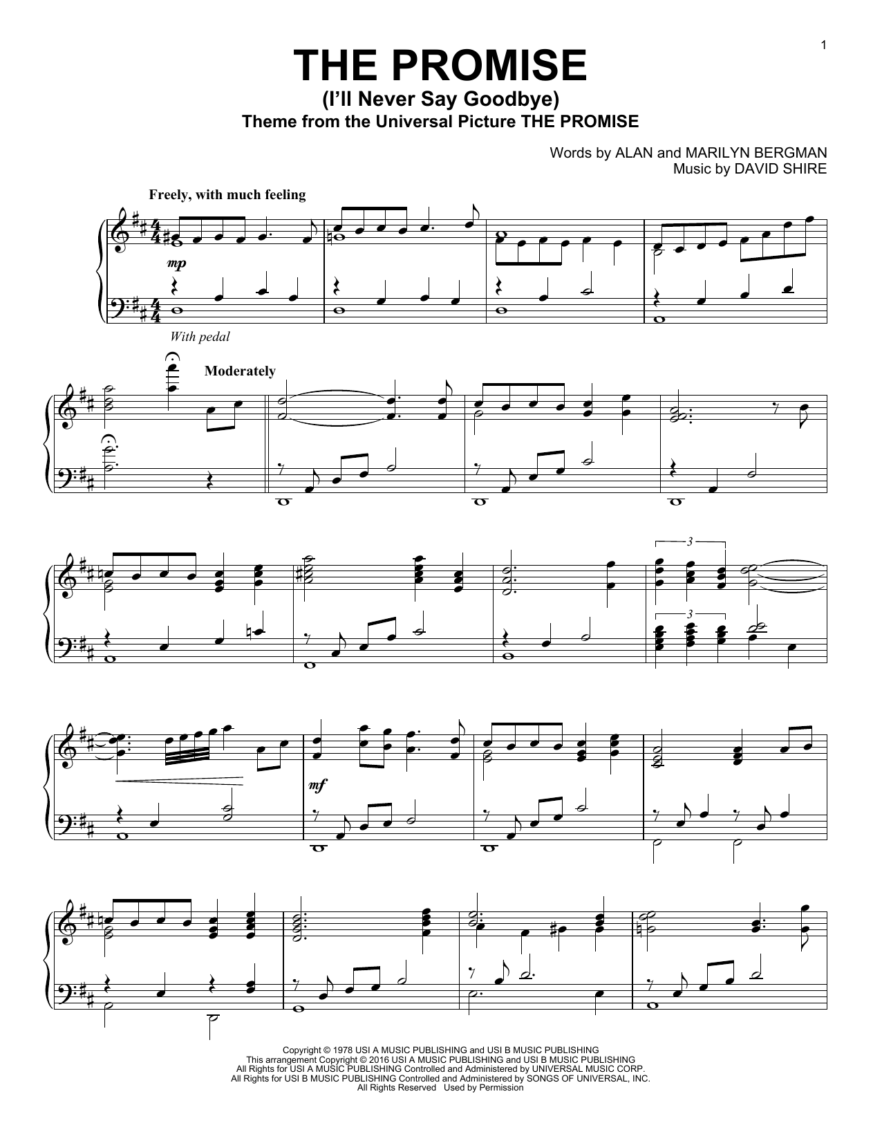 Product gallery: Page 1 of 1 The Promise (I'll Never Say Goodbye), David Shire