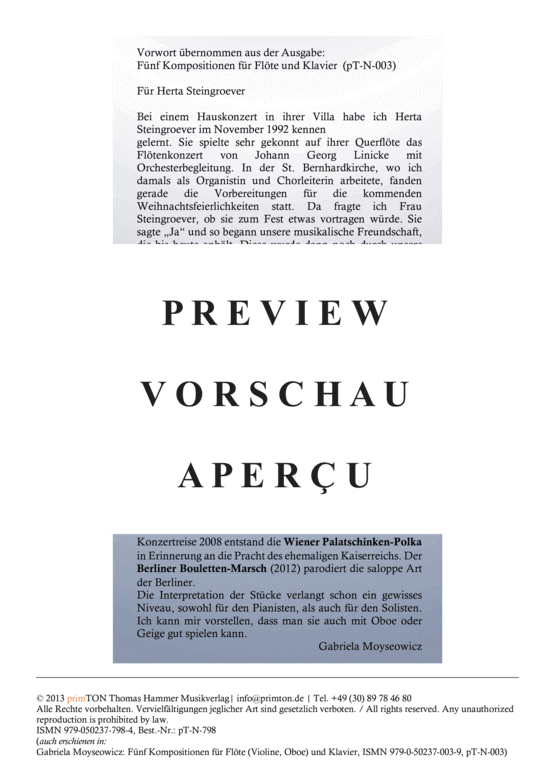 Product gallery: Page 3 of 15 Ku´damm-Promenade für Flöte und Klavier , , (flute/violin/oboe + piano)