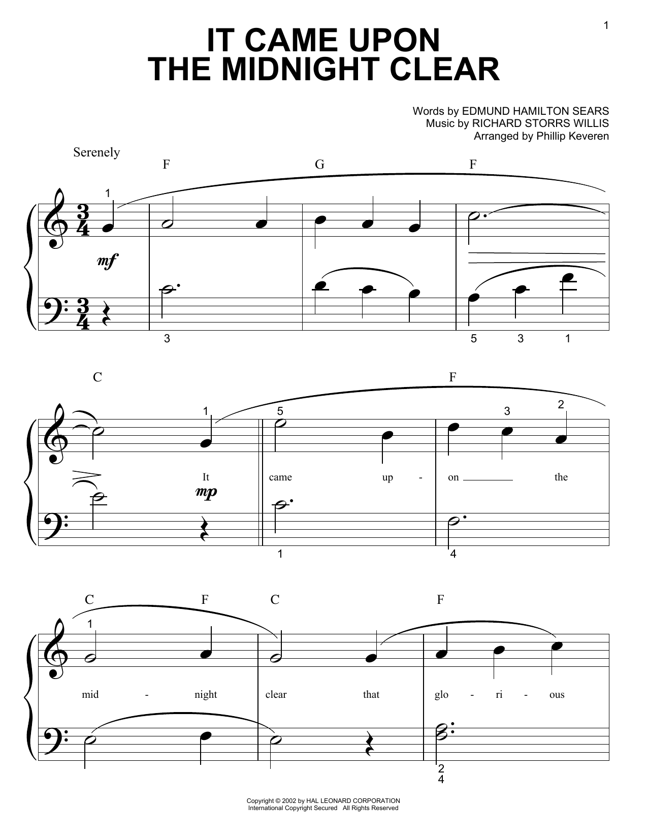 Product gallery: Page 1 of 1 It Came Upon The Midnight Clear (arr. Phillip Keveren), Edmund Hamilton Sears
