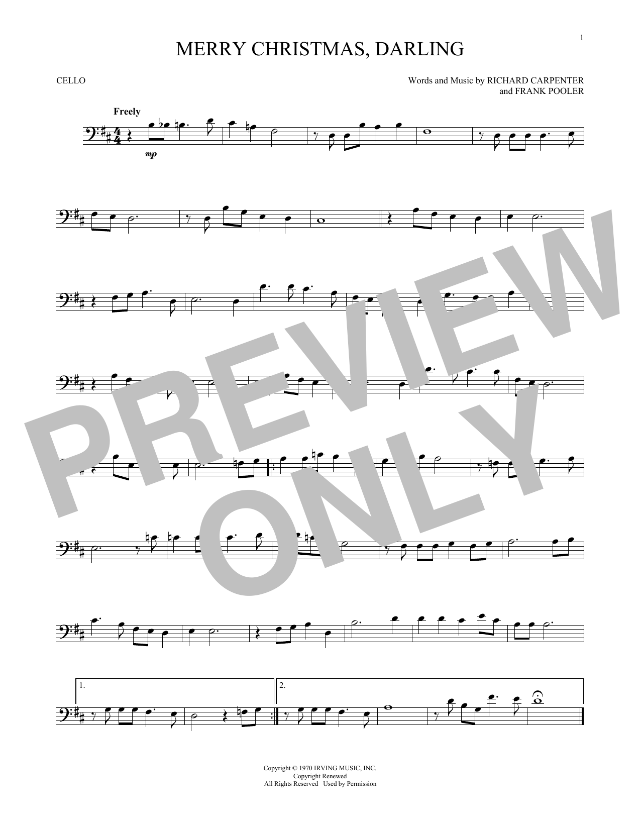 Produktgalerie: Seite 1 von 1 Merry Christmas, Darling, Carpenters, Violoncello
