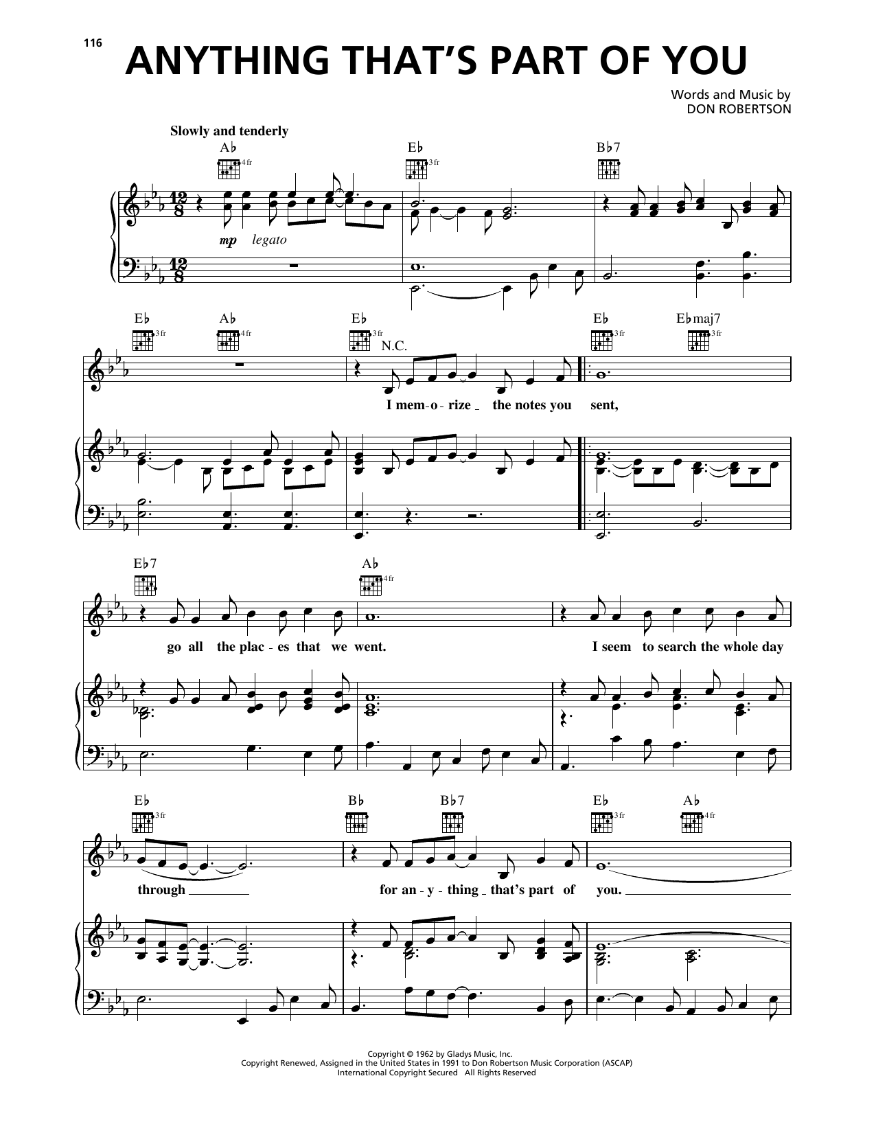 Produktgalerie: Seite 1 von 1 Anything That's Part Of You, Elvis Presley, Gesang, Gitarre, Klavier