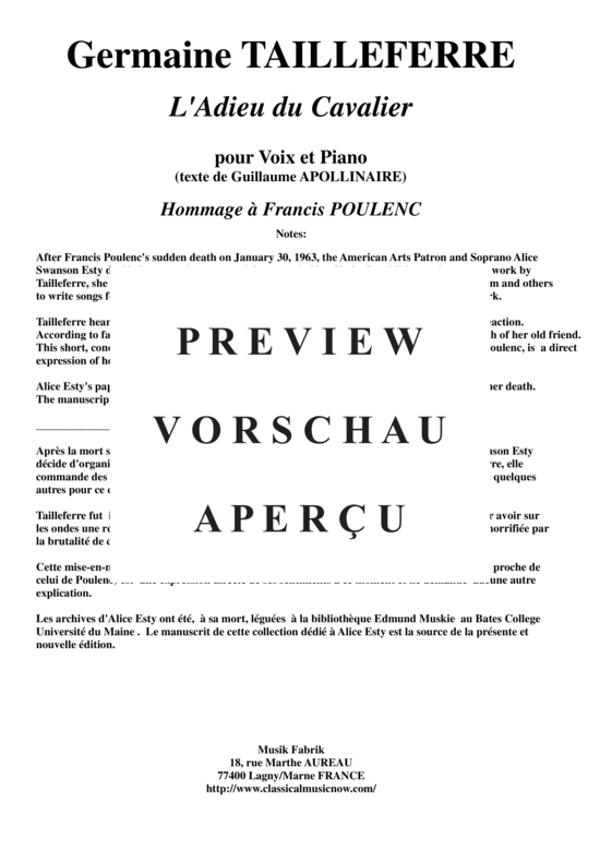 Product gallery: Page 2 of 4 Adieu du Cavalier , , (medium voice + piano)