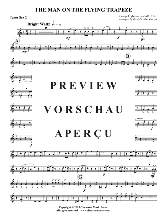 Product gallery: Page 14 of 17 The Man on the Flying Trapeze , , (Saxophone quintet AATTB)