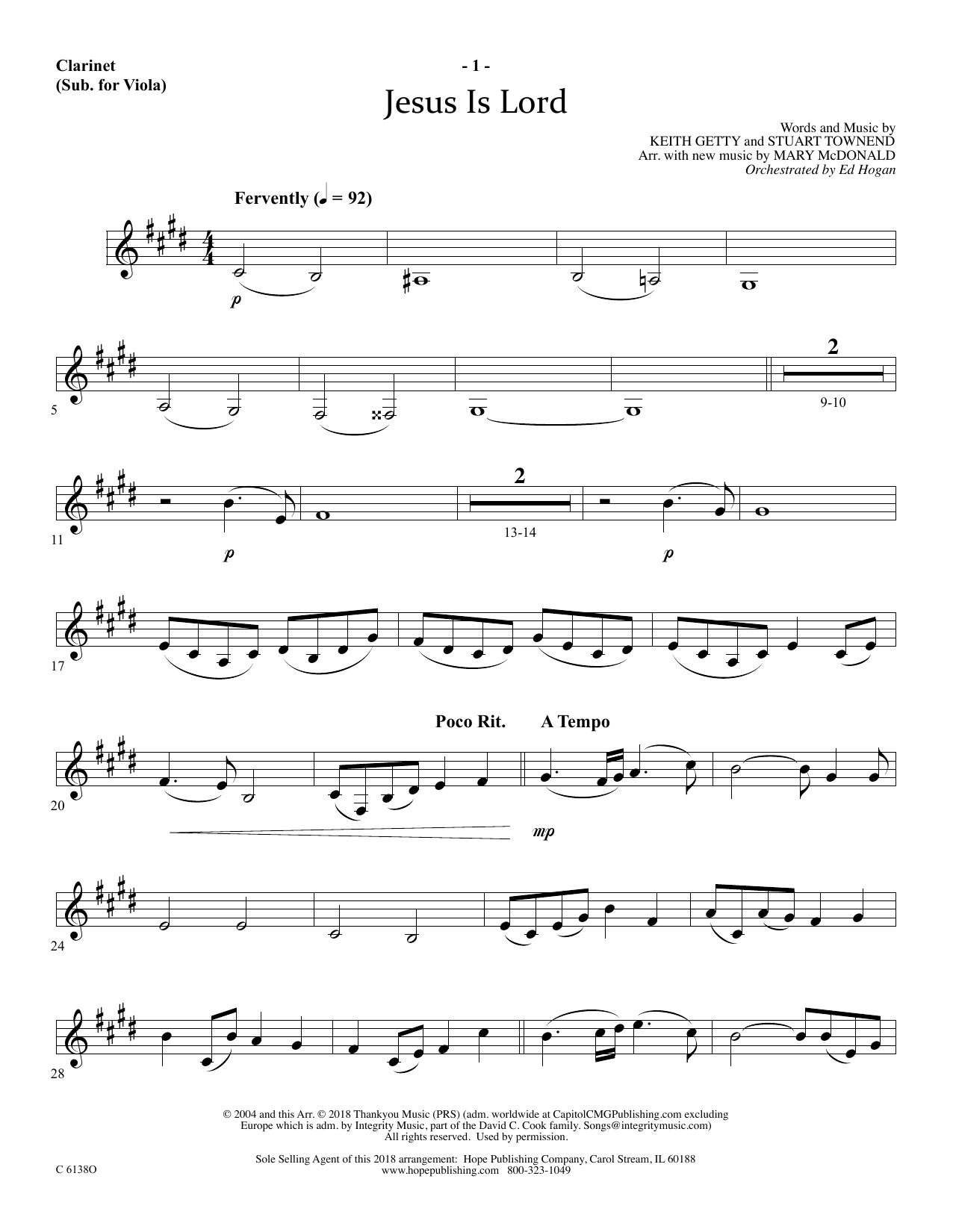Product picture to: Jesus Is Lord - Clarinet (sub Viola)