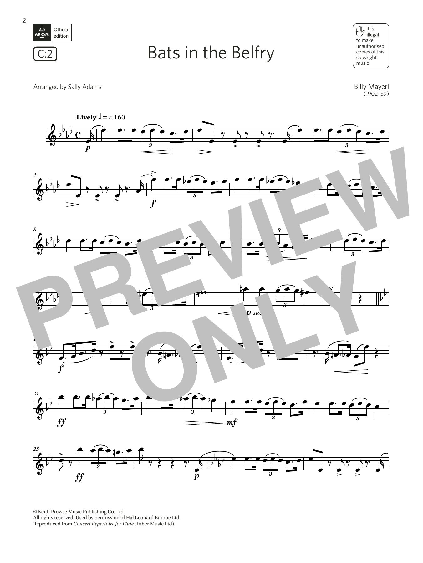 Product gallery: Page 1 of 1 Bats in the Belfry  (Grade 6 List C1 from the ABRSM Flute syllabus from 2022), Billy Mayerl