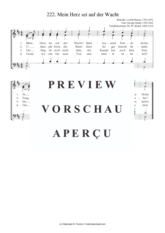 Product picture to: Mein Herz sei auf der Wacht Lowell Mason, 1792-1872 / George Heath, 1745-1822