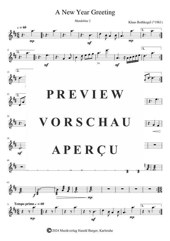 gallery: A New Year Greeting (Einzelstimmen), , Zupfensemble Mandoline 2