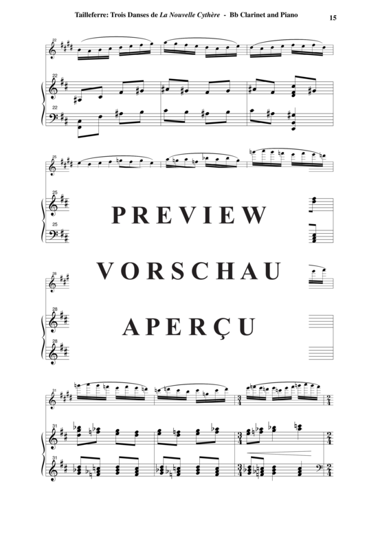Product gallery: Page 16 of 21 Trois Danses de La Nouvelle Cythère , , (clarinet in Bb + piano)